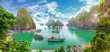 Beautiful landscape Halong Bay view from adove the Bo Hon Island. Halong Bay is the UNESCO World Heritage Site, it is a beautiful natural wonder in northern Vietnam