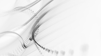 Poster - Abstract generative art background. 3d illustration. Fractal graphics composition of dots, waves and rays of light. Science and digital technology concept.