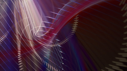 Poster - Abstract generative art background. 3d illustration. Fractal graphics composition of dots, waves and rays of light. Science and digital technology concept.