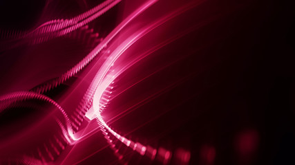 Poster - Abstract generative art background. 3d illustration. Fractal graphics composition of dots, waves and rays of light. Science and digital technology concept.