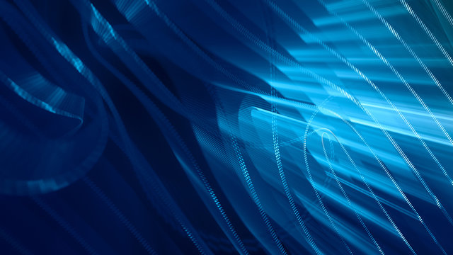 Abstract generative art background. 3d illustration. Fractal graphics composition of dots, waves and rays of light. Science and digital technology concept.