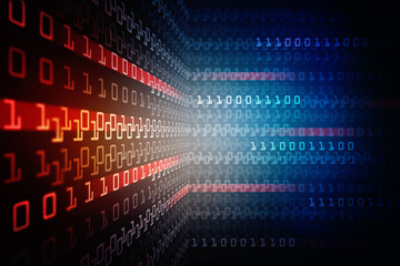 Poster - 2d illustration abstract digital binary data on computer screen