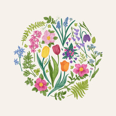 Poster - Floral round composition.