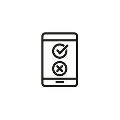 Poster - Online survey line icon. Device, checkmark, tablet. Customer service concept. Can be used for topics like app, review, quality service