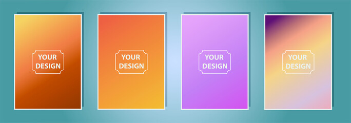 Aufkleber - Set of a4 Vector EPS 10 illustration Gradient Background Texture. Template for design, banner, flyer, business card, poster, wallpaper, brochure, smartphone screen, mobile app.