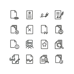 Poster - Documents line icon set. File, print, torn, lock, signature. Paperwork concept. Can be used for topics like agreement, business, approved document