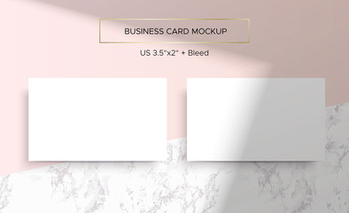 Business card Mockup. Top lighting shadows overlay