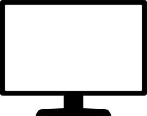 Computer monitor display with blank screen on transparent background, mockup
