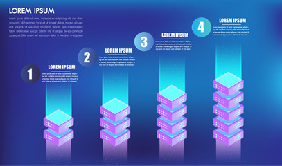 Wall Mural - isometric infographics design 4 options leves or steps for business concept success 3d boxes, can be