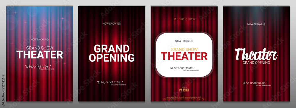 Theater stage. Red curtains stage, theater or opera background with spotlight. Festival night show banner. - obrazy, fototapety, plakaty 