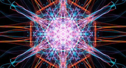 Wall Mural - abstract colorful fractal background on black