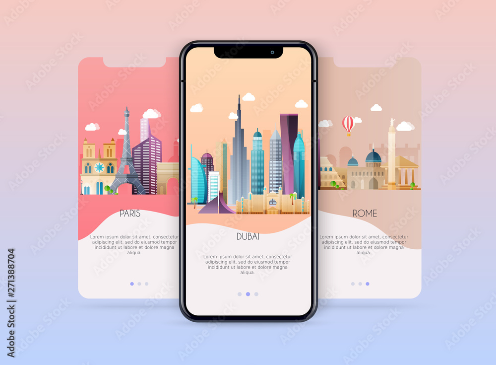 Onboarding screens user interface kit for mobile app templates concept ...