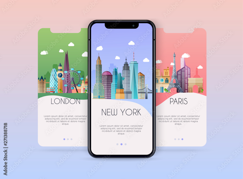 Onboarding screens user interface kit for mobile app templates concept ...