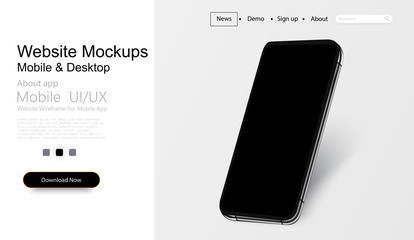 Aufkleber - Realistic smartphone mockup black color. Black smartphone vector mockups. Can use for printing, website, presentation element. for app demo on phone. Vector illustration