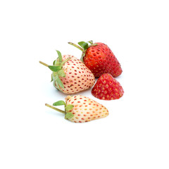 Organic strawberries Fresh  Isolated on the white background.