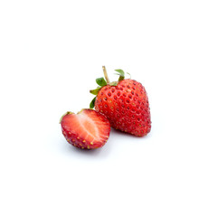 Organic strawberries Fresh  Isolated on the white background.