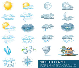 Wall Mural - vector weather forecast icons with bright background. day and night