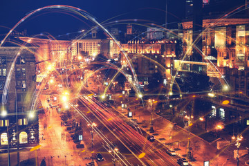 Wall Mural - View of beautiful illuminated city at night