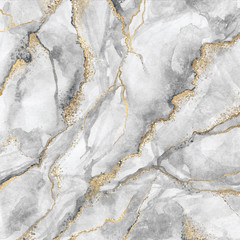 Wall Mural - abstract background, creative texture of white marble with gold veins, artistic paint marbling, artificial fashionable stone, marbled surface