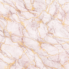 Wall Mural - abstract background, white marble with gold glitter and pink veins stone texture, painted artificial marbled surface, pastel marbling illustration