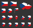 Czech flag icons set, symbols of the flag of Czechia