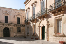 Falconieri Typical Square With Its Baroque Palaces In Lecce, Italy