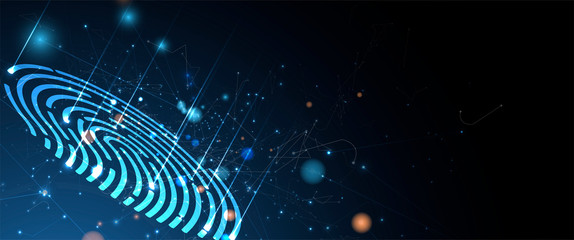 Abstract fingerprint technology business background. Circuit security style