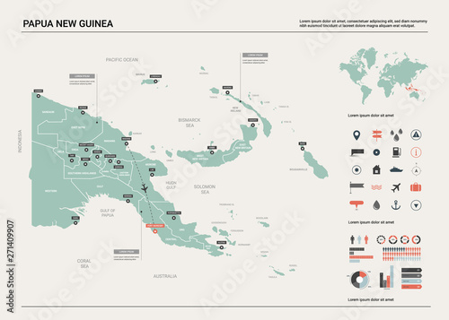 Fotomural Vector map of Papua New Guinea
