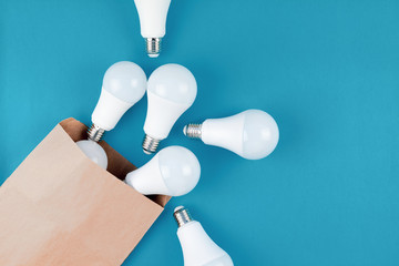 LED light bulbs in craft paper shopping bag