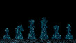 Leinwandbild Motiv Abstract background of digital ai leadership strategy innovation planning. Plan for future business competition using blue chess set King , queen and horse to present business war game concept