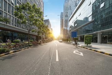 empty highway with cityscape and skyline of shenzhen,China.