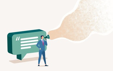 company advertising in social network flat vector