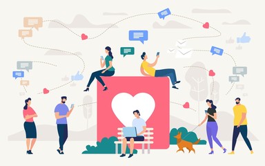 People Chatting in Social Network Vector Concept