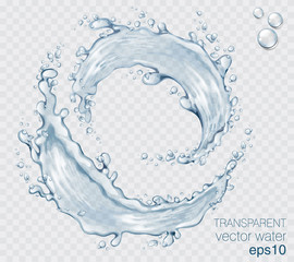  Transparent vector water splash and wave on light background