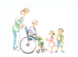 車椅子のおばあさん、介護と子供たち