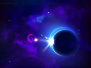total eclipse solar or lunar. moon cover sun mysterious natural phenomenon in outer space, planetary