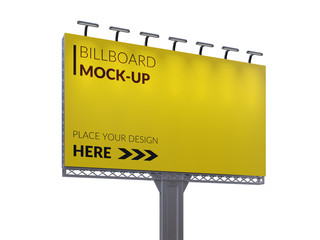 Wall Mural - 3D rendering of blank billboard (empty advertisement) isolated on white. Empty mockup template