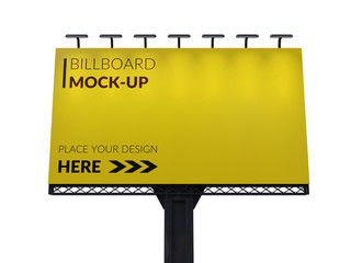 Wall Mural - 3D rendering of blank billboard (empty advertisement) isolated on white. Empty mockup template