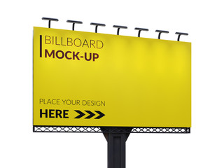 Wall Mural - 3D rendering of blank billboard (empty advertisement) isolated on white. Empty mockup template