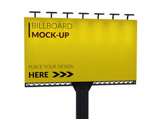 Wall Mural - 3D rendering of blank billboard (empty advertisement) isolated on white. Empty mockup template