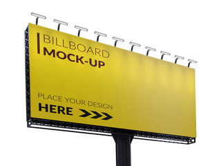 Wall Mural - 3D rendering of blank billboard (empty advertisement) isolated on white. Empty mockup template