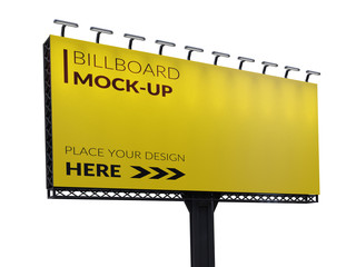Wall Mural - 3D rendering of blank billboard (empty advertisement) isolated on white. Empty mockup template