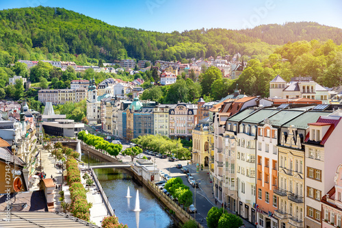 Fotografía aerial view to karlovy vary city czech republic