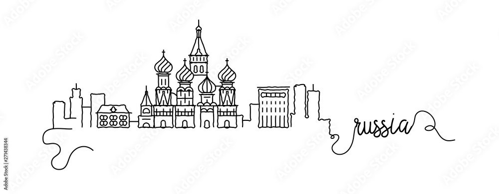 Russia City Skyline Doodle Sign - obrazy, fototapety, plakaty 