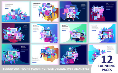 Concept Landing page template, flat style, businessmen discuss social network, news, social networks, chat, dialogue speech bubbles, new projects