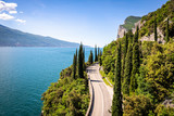 Fototapeta Tulipany - Gardesana Road near Limone sul Garda. Garda Lake, Lombardy, Italy