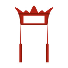 Red Chinese Gate Icon Cartoon