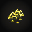 Egyptian pyramids icon in glowing neon style