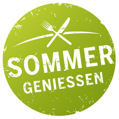 Wall Mural - grüner Button Sommer geniessen zerkratzt