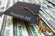 Financial Aid graduation cap on money